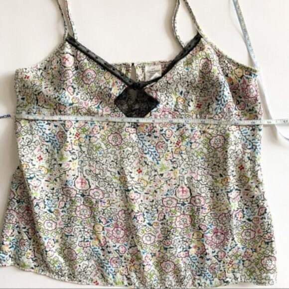 Calvin Klein 100% Silk Floral Print Tank Top Ajustable Straps Lace Detail Small - Picture 4 of 5